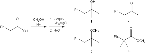 <strong>What is the major organic product of the following sequence of reactions? </strong> A)1 B)2 C)3 D)4