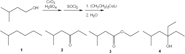 <strong>What is the major organic product of the following sequence of reactions? </strong> A)1 B)2 C)3 D)4