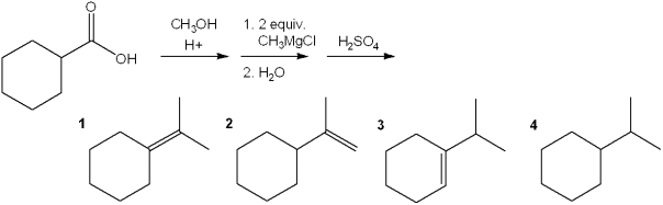 <strong>What is the major organic product of the following sequence of reactions? </strong> A)1 B)2 C)3 D)4