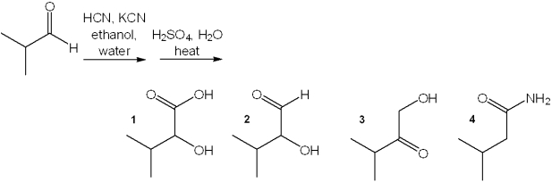 <strong>What is the major organic product obtained from the following reaction? </strong> A)1 B)2 C)3 D)4