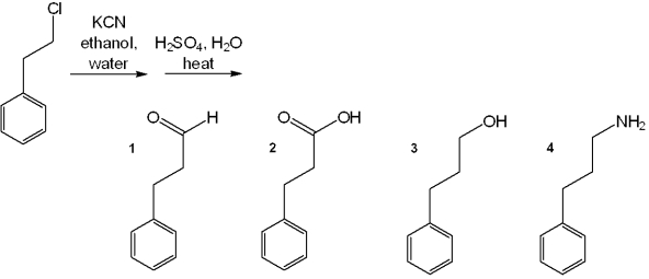 <strong>What is the major organic product obtained from the following reaction? </strong> A)1 B)2 C)3 D)4