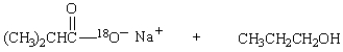 Consider the isotopically tagged substance below. Saponification of this substance will produce the following products.