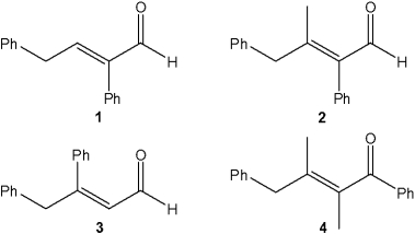 <strong>Which of the following compounds can be prepared by an aldol condensation by treating a single carbonyl compound with base? </strong> A)1 B)2 C)3 D)4