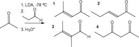 <strong>What is the major organic product obtained from the following reaction? </strong> A)1 B)2 C)3 D)4