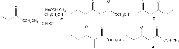 <strong>What is the major organic product obtained from the following reaction? </strong> A)1 B)2 C)3 D)4