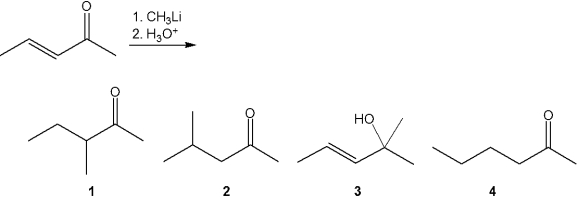 <strong>What is the major organic product obtained from the following reaction? </strong> A)1 B)2 C)3 D)4