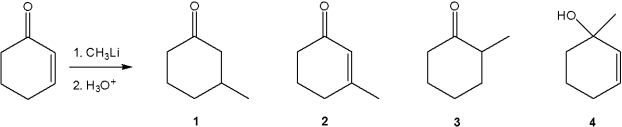 <strong>What is the major organic product obtained from the following reaction? </strong> A)1 B)2 C)3 D)4