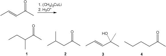 <strong>What is the major organic product obtained from the following reaction? </strong> A)1 B)2 C)3 D)4