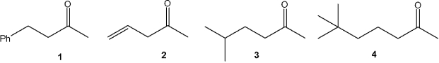 <strong>Which one of the following ketones cannot be made via an acetoacetate ester synthesis? </strong> A)1 B)2 C)3 D)4