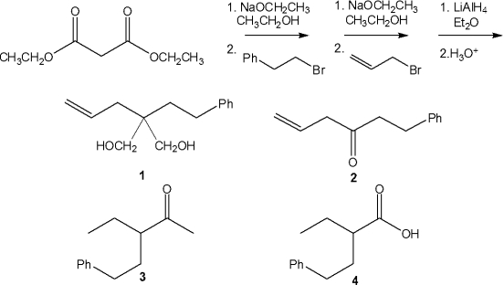 <strong>What is the major organic product obtained from the following sequence of reactions? </strong> A)1 B)2 C)3 D)4