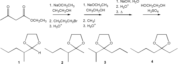 <strong>What is the major organic product obtained from the following sequence of reactions? </strong> A)1 B)2 C)3 D)4