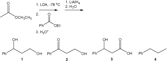 <strong>What is the major organic product obtained from the following sequence of reactions? </strong> A)1 B)2 C)3 D)4