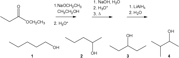 <strong>What is the major organic product obtained from the following sequence of reactions? </strong> A)1 B)2 C)3 D)4