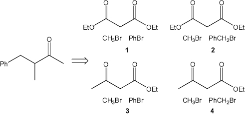 <strong>Which combination of organic bromide(s) and dicarbonyl compound can be used to prepare the following product (in a multistep synthesis)? </strong> A)1 B)2 C)3 D)4