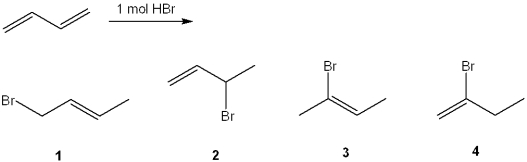 <strong>What is (are) the major organic product(s) formed in the following reaction? </strong> A)only 1 B)only 2 C)only 1 and 3 D)only 2 and 4