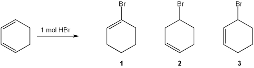 <strong>What is (are) the major organic product(s) formed in the following reaction? </strong> A)only 1 B)only 2 C)only 3 D)1, 2 and 3