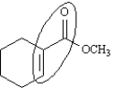 The conjugated portion of the following molecule is circled.