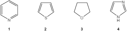<strong>Which of the following heterocycles is not aromatic? </strong> A)1 B)2 C)3 D)4