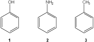 <strong>Which of the following has the compounds shown in the correct order of decreasing acidity (i.e., more acidic > less acidic)? </strong> A)1 > 2 > 3 B)2 > 1 > 3 C)3 > 2 > 1 D)1 > 3 > 2