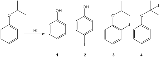 <strong>What is the major organic product obtained from the following reaction? </strong> A)1 B)2 C)3 D)4