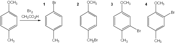 <strong>What is the major organic product obtained from the following reaction? </strong> A)1 B)2 C)3 D)4