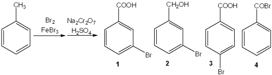 <strong>What is the major organic product obtained from the following sequence of reactions? </strong> A)1 B)2 C)3 D)4