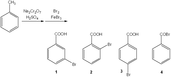<strong>What is the major organic product obtained from the following sequence of reactions? </strong> A)1 B)2 C)3 D)4