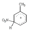 The predominant intermediate in the electrophilic nitration of toluene is shown below.