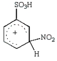 The predominant intermediate in the electrophilic nitration of benzenesulfonic acid is shown below.