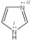 <strong>What is the hybridization of the nitrogen atoms labeled i and ii in the aromatic imidazole ring? </strong> A)i = sp<sup>2;</sup>; ii = sp<sup>2</sup> B)i = sp<sup>2</sup>; ii = sp<sup>3</sup> C)i = sp<sup>3</sup>; ii = sp<sup>3</sup> D)i = sp<sup>3</sup>; ii = sp<sup>2</sup>