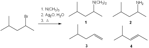 <strong>What is the major organic product obtained from the following reaction? </strong> A)1 B)2 C)3 D)4
