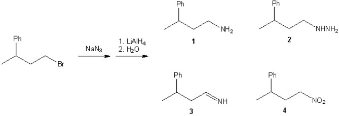 <strong>What is the major organic product obtained from the following sequence of reactions? </strong> A)1 B)2 C)3 D)4
