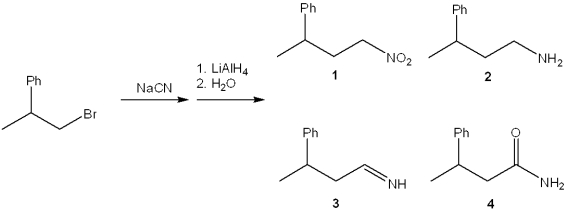 <strong>What is the major organic product obtained from the following sequence of reactions? </strong> A)1 B)2 C)3 D)4