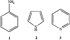Consider the following substances. Complete the following statements using the appropriate number. Substance _____ is pyridine.