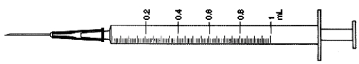 Ordered: Tigan 75 mg IM stat for a patient with nausea a. Estimated dose: b. How many mL will you prepare to the nearest hundredth of a mL? c. Indicate the dose on the syringe provided.