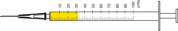Directions: Determine the correct amount of insulin in each syringe. Write your answer in the space provided. Units measured: _____