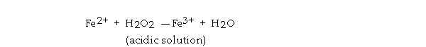 What is the coefficient of Fe<sup>2</sup><sup>+ </sup>when the following equation is completed and balanced?