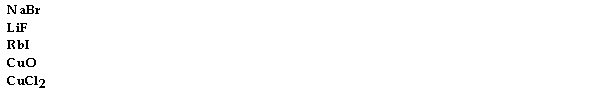 Which one of the following cannot form a solid with a lattice based on the sodium chloride structure?