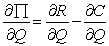 The profit function is given by Π = R - C where R is total revenue,Π is profit,and C is total cost.Since Π,R,and C are functions of the quantity of output,differentiating with respect to Q:    The first-order condition for maximization of profit is that the first derivative of the profit function with respect to Q should be equal to 0.    The above equation shows that marginal revenue   should be equal to marginal cost   for output to be at the profit-maximizing level.