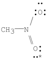 <strong>What are the formal charges on nitrogen and the starred oxygen atom in the following molecule? </strong> A)N = -1, O = 0 B)N = +1, O = -1 C)N = +1, O = +1 D)N = -1, O = -1 E)N= +1, O = 0