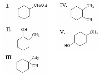 <strong>What is the major product of the following reaction? </strong> A)I B)II C)III D)IV E)V