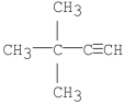 <strong>What is the common name for the following alkyne? </strong> A)neohexyne B)trimethylpropyne C)trimethylacetylene D)tert-butylacetylene E)isopropylacetylene