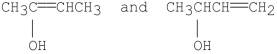 <strong>Which of the following are enol forms of 2-butanone, </strong> A) B) C) D) E)
