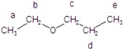 <strong>Predict the integration for each proton in the <sup>1</sup>H NMR spectrum. </strong> A)a = 2H; b = 3H; c = 2H; d = 3H; e = 2H B)a = 2H; b = 3H; c = 2H; d = 5H; e = 2H C)a = 5H; b = 5H; c = 7H; d = 7H; e = 7H D)a = 3H; b = 2H; c = 2H; d = 2H; e = 3H E)a = 3H; b = 2H; c = 2H; d = 3H; e = 2H