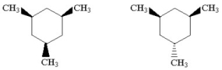 How might the two trimethylcyclohexane isomers shown below be most readily distinguished using NMR?