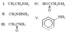 <strong>Which of the following compounds is an amide? </strong> A)I B)II C)III D)IV E)V