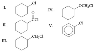 <strong>Which of the following compounds is an acyl chloride? </strong> A)I B)II C)III D)IV E)V