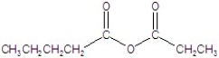 <strong>Give the name of the structure. </strong> A)butanoic ethanoic anhydride B)butanoic propanoic anhydride C)ethanoic pentanoic anhydride D)pentyl propyl anhydride E)pentanoic propanoic anhydride