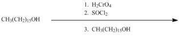 A wax is an ester formed from a long-chain carboxylic acid and a long-chain alcohol. Show how a wax can be made by using CH<sub>3</sub>(CH<sub>2</sub>)<sub>15</sub>OH as the only organic starting material.