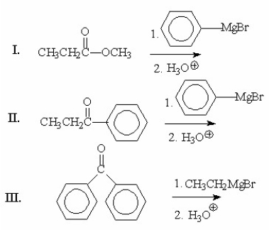 <strong>Which of the following reactions can be used to prepare </strong> A)I B)II C)III D)B and C E)A, B and C